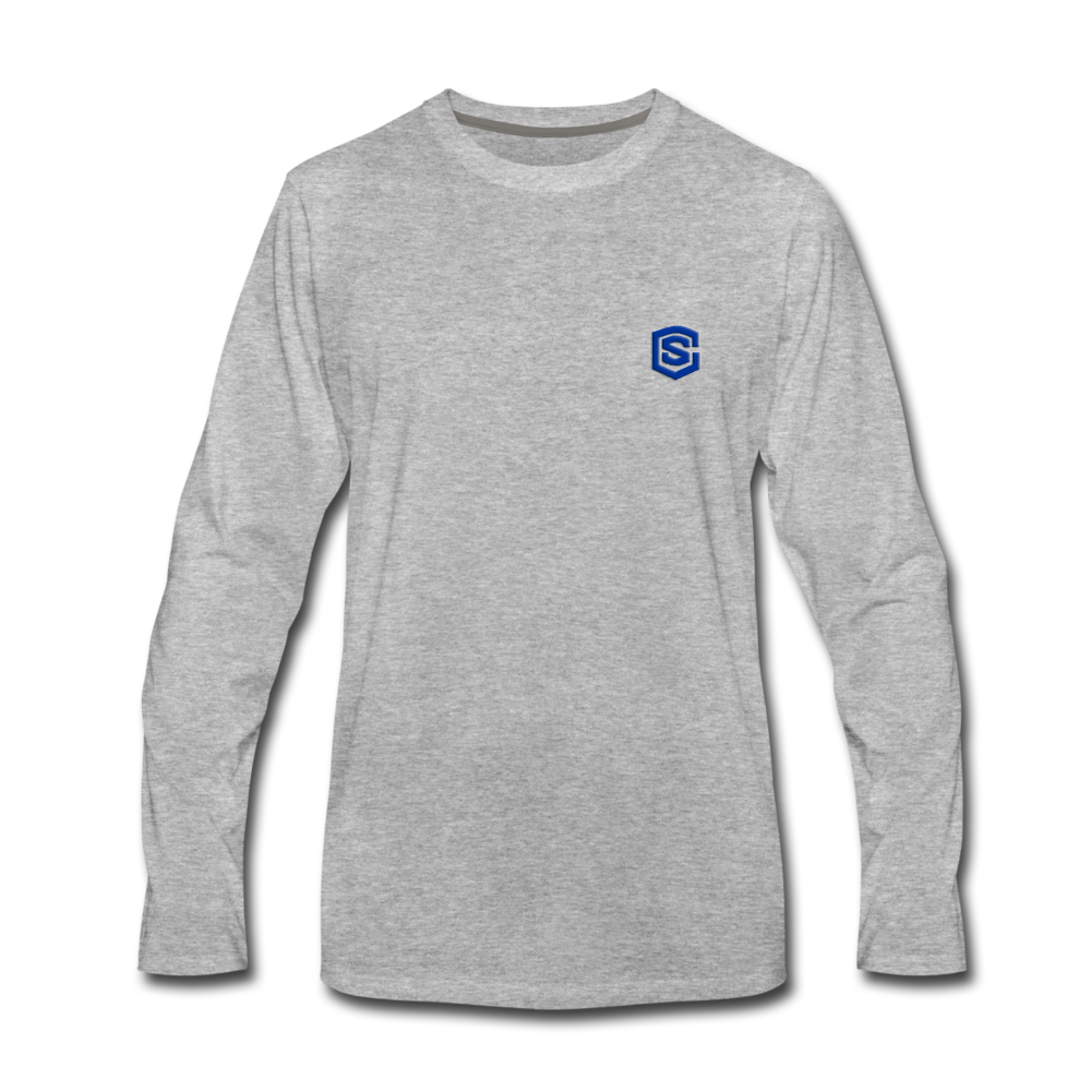 Men's Premium Long Sleeve T-Shirt  WITH BLUE  LOGO - heather gray