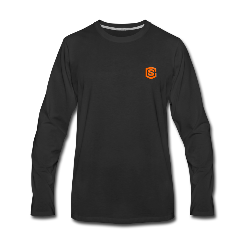 Men's Premium Long Sleeve T-Shirt  WITH ORANGE  LOGO - black