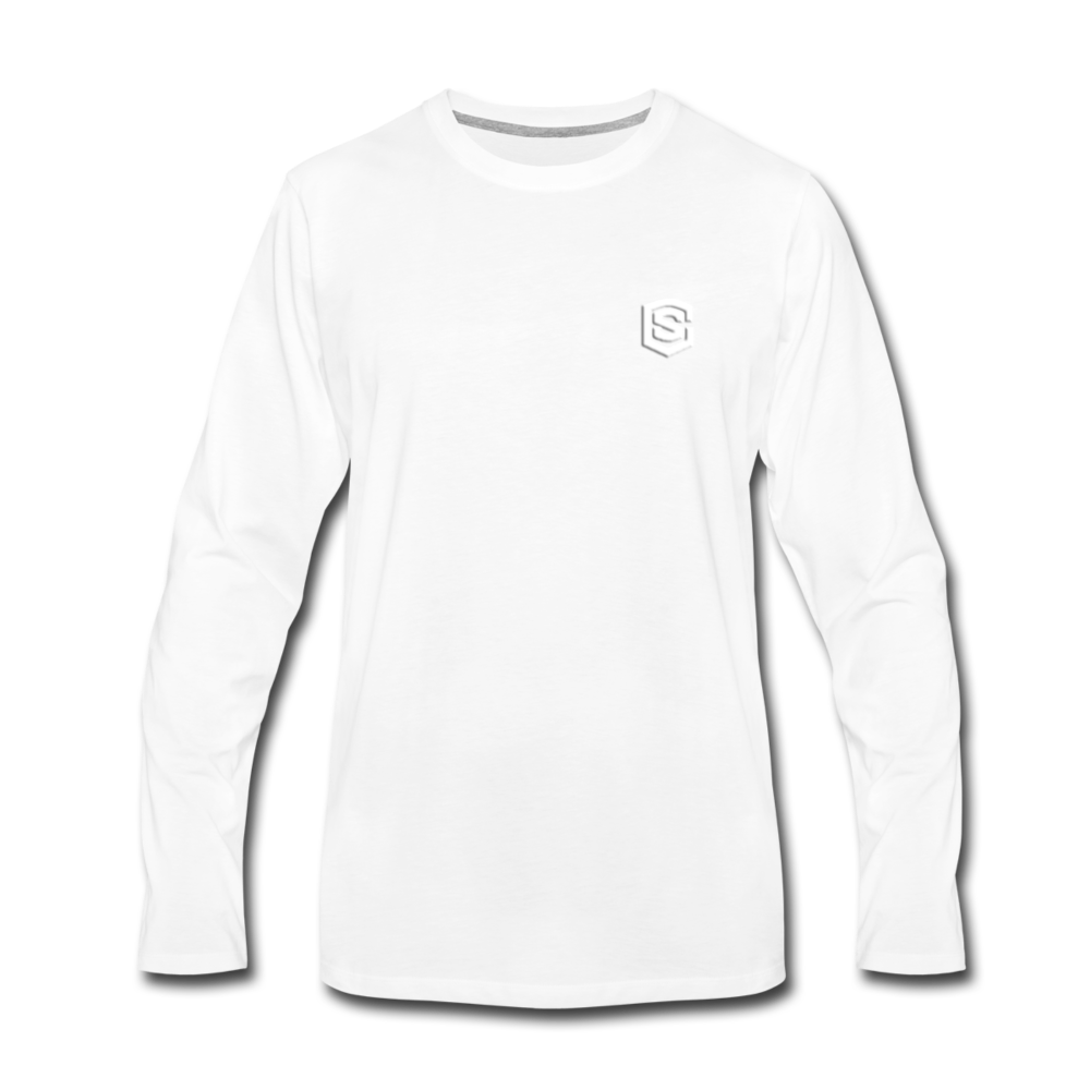Men's Premium Long Sleeve T-Shirt  WITH WHITE  LOGO - white