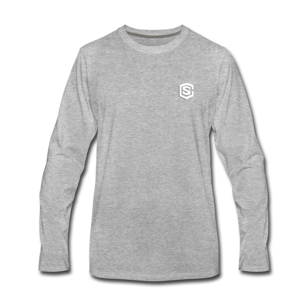 Men's Premium Long Sleeve T-Shirt  WITH WHITE  LOGO - heather gray