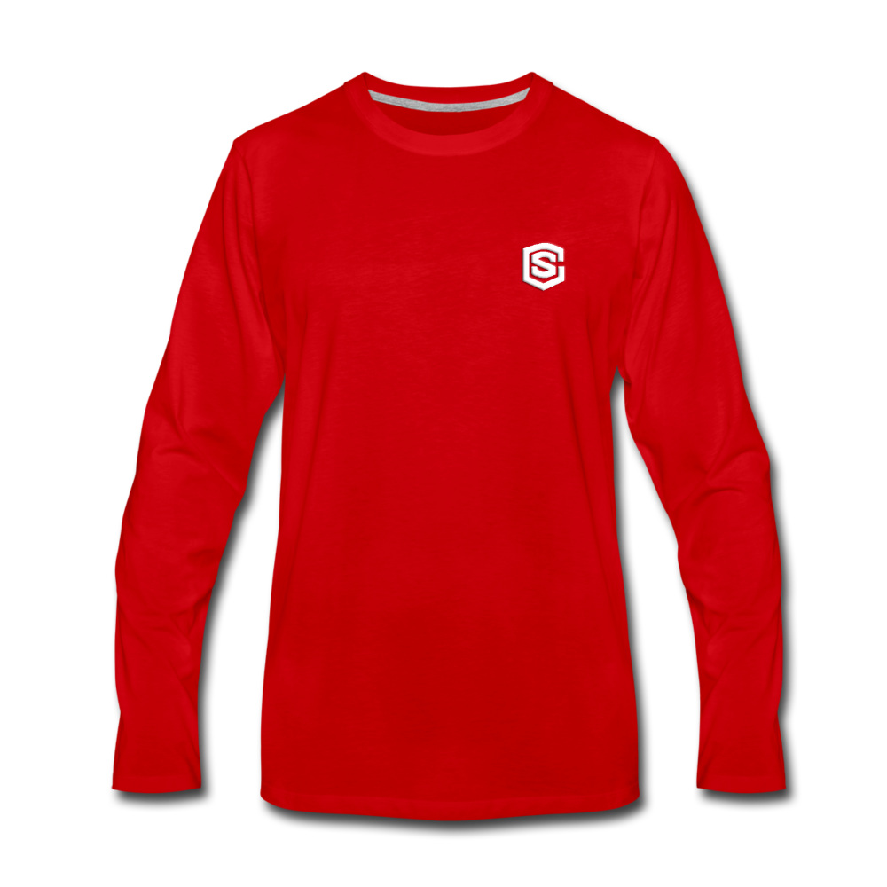 Men's Premium Long Sleeve T-Shirt  WITH WHITE  LOGO - red