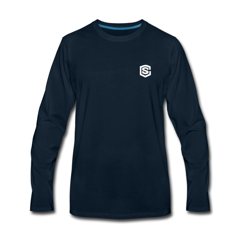 Men's Premium Long Sleeve T-Shirt  WITH WHITE  LOGO - deep navy