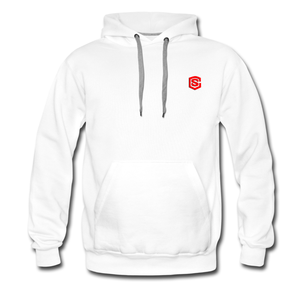 Men’s Premium Hoodie  WITH RED  LOGO - white