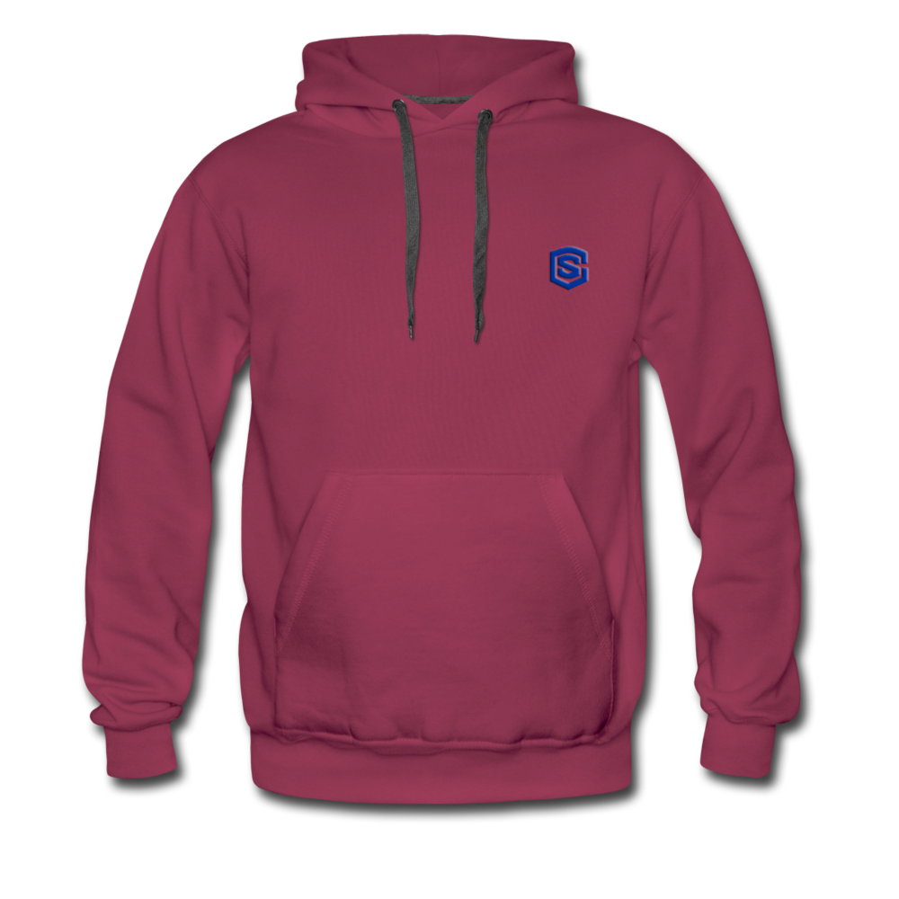 Men’s Premium Hoodie  WITH BLUE  LOGO - burgundy