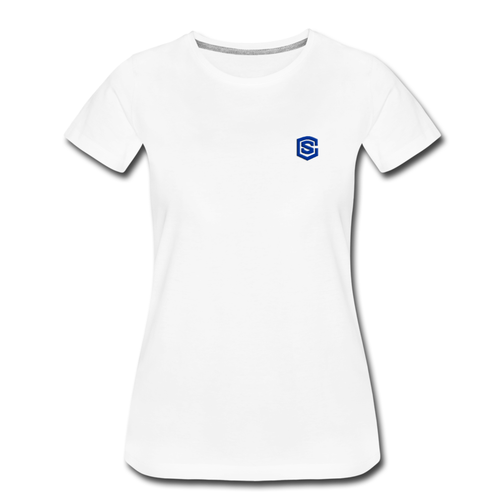 Women’s Premium T-Shirt  WITH BLUE  LOGO - white