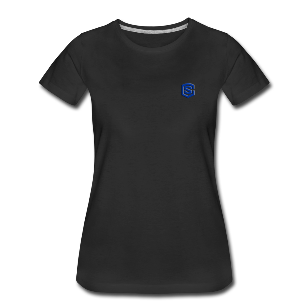 Women’s Premium T-Shirt  WITH BLUE  LOGO - black