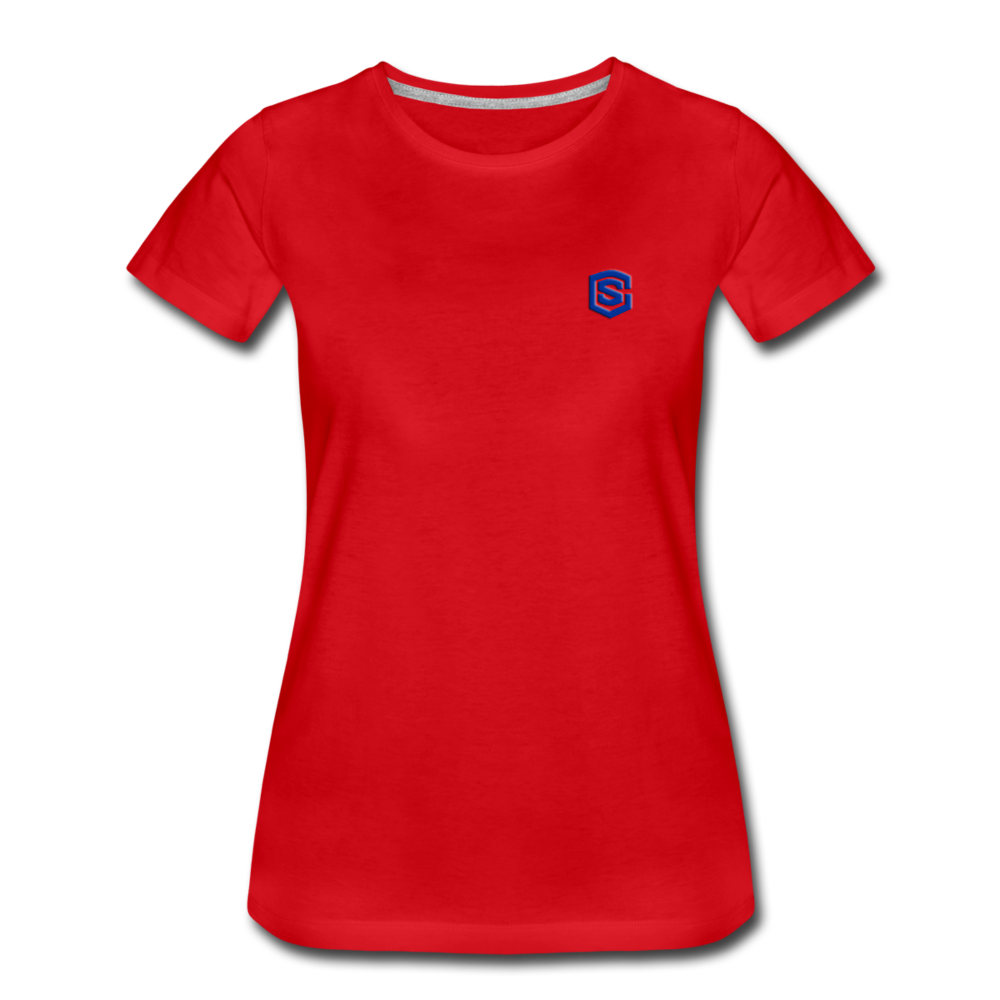 Women’s Premium T-Shirt  WITH BLUE  LOGO - red