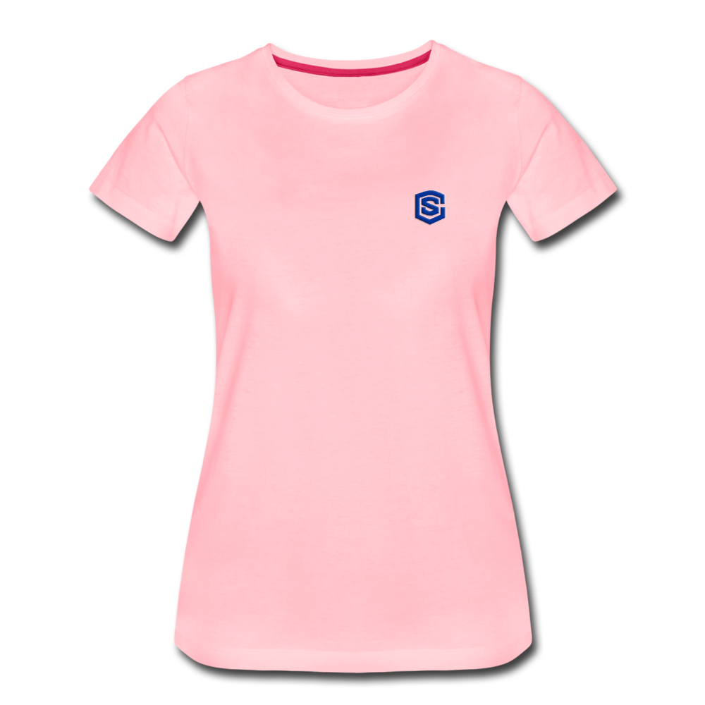 Women’s Premium T-Shirt  WITH BLUE  LOGO - pink