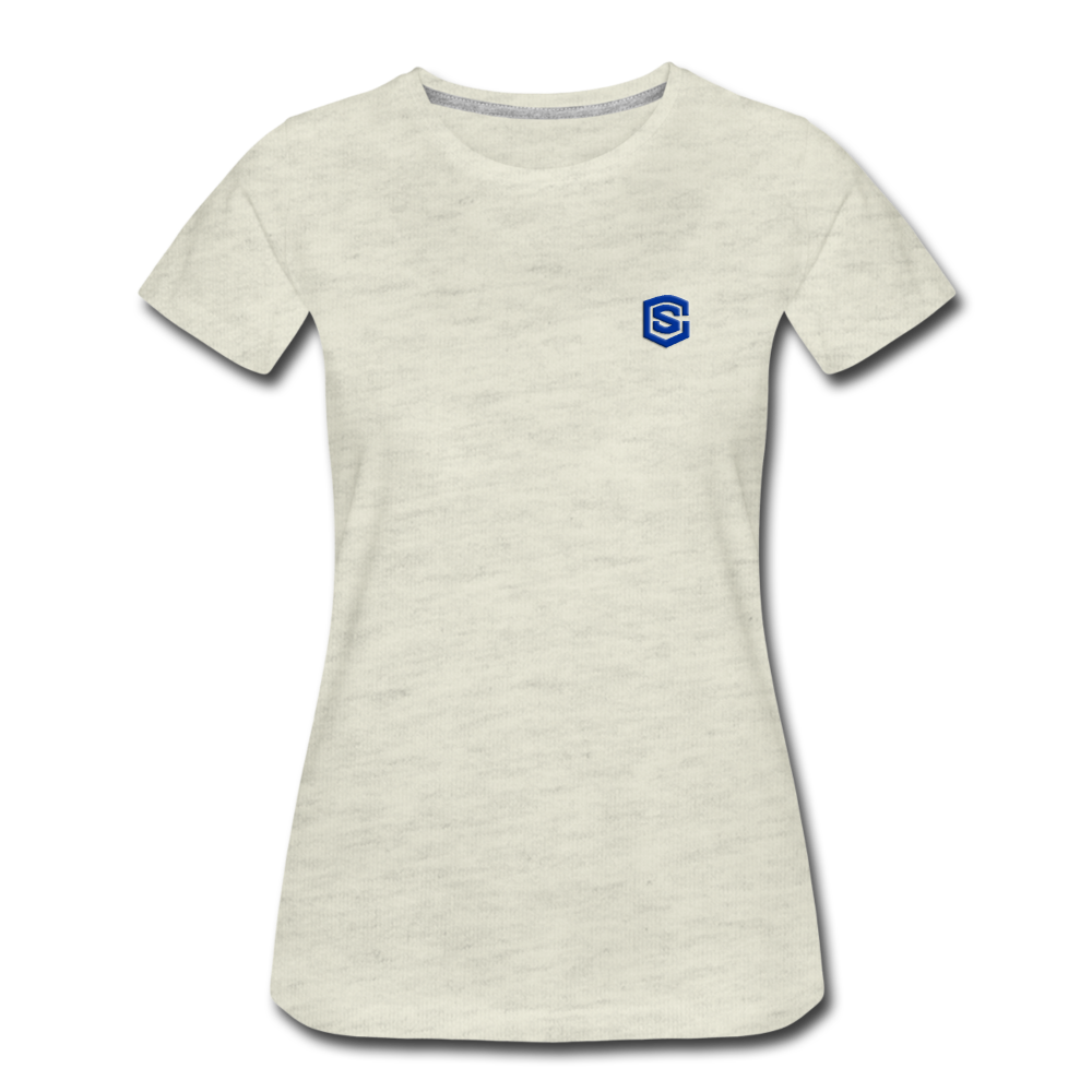 Women’s Premium T-Shirt  WITH BLUE  LOGO - heather oatmeal