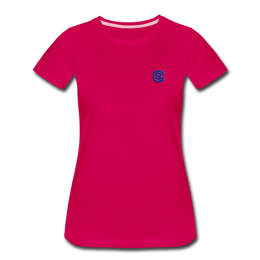 Women’s Premium T-Shirt  WITH BLUE  LOGO - dark pink