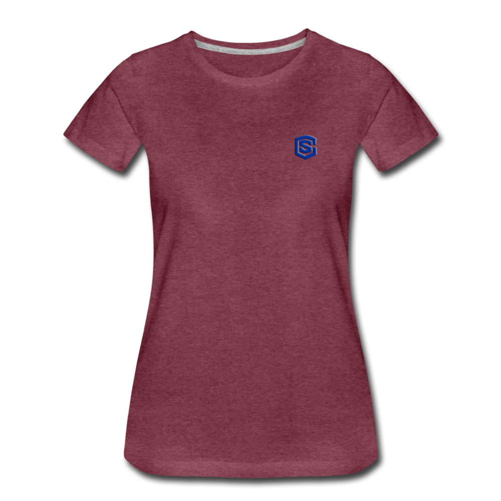 Women’s Premium T-Shirt  WITH BLUE  LOGO - heather burgundy