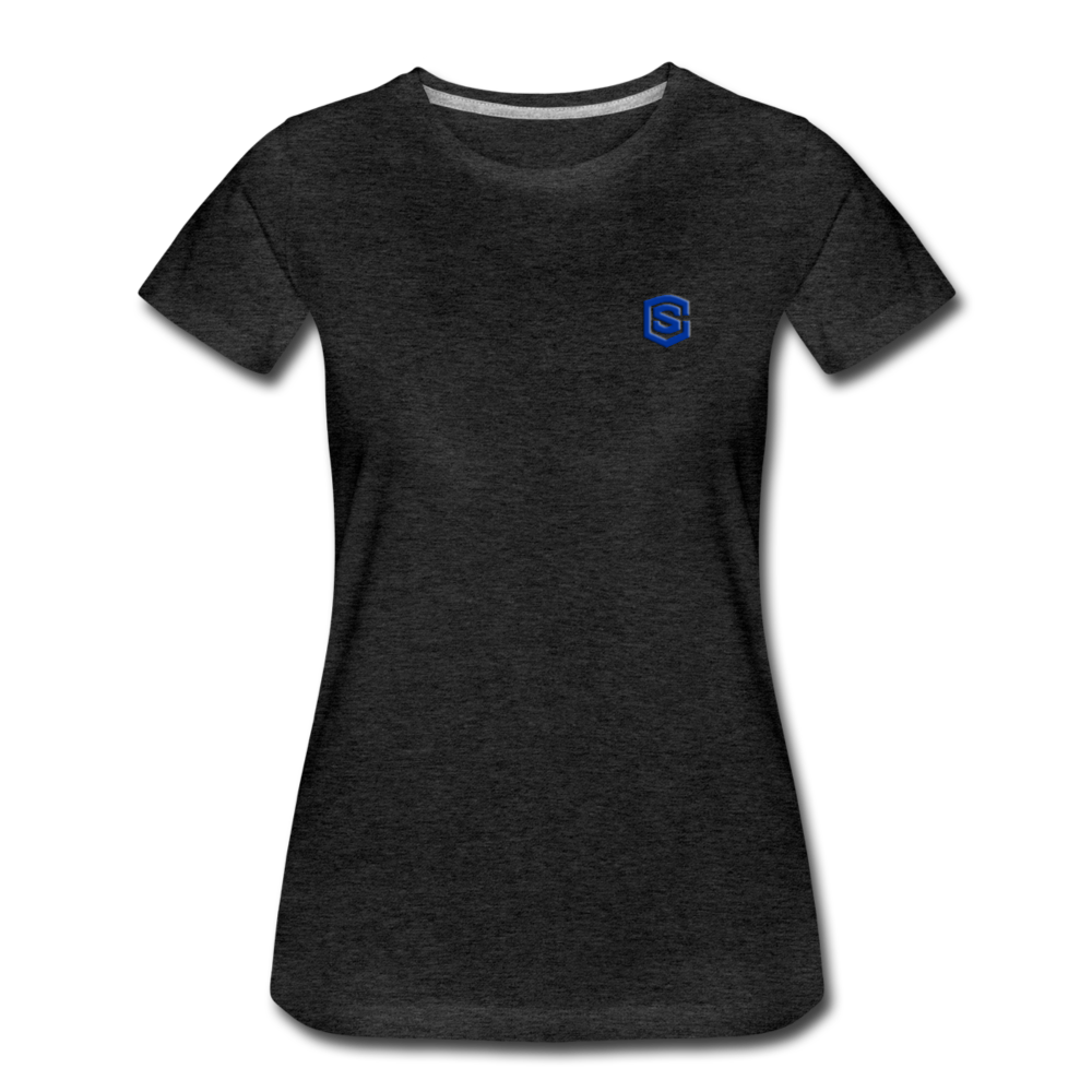 Women’s Premium T-Shirt  WITH BLUE  LOGO - charcoal gray
