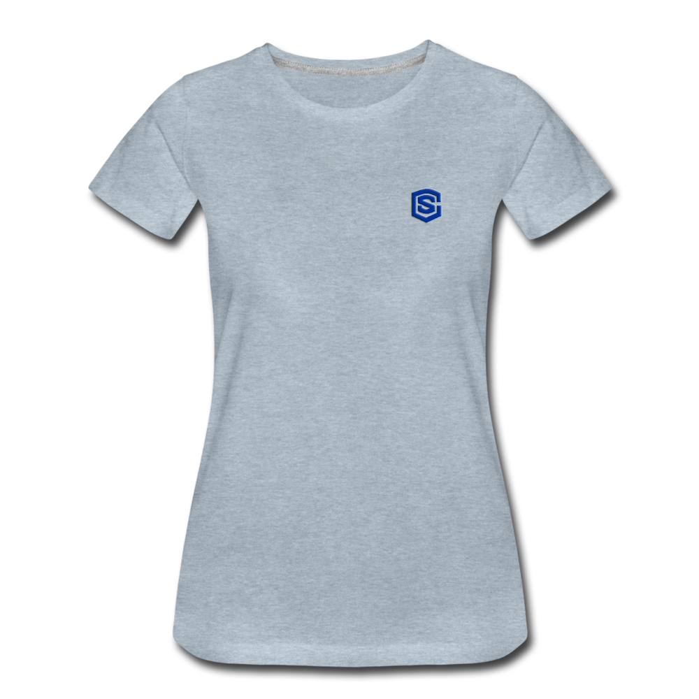 Women’s Premium T-Shirt  WITH BLUE  LOGO - heather ice blue