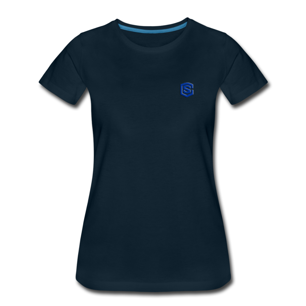 Women’s Premium T-Shirt  WITH BLUE  LOGO - deep navy