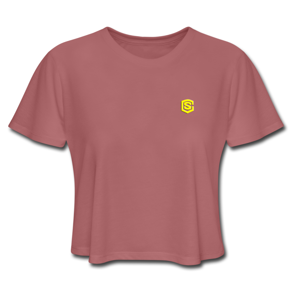 Women's Cropped T-Shirt  WITH YELLOW  LOGO - mauve