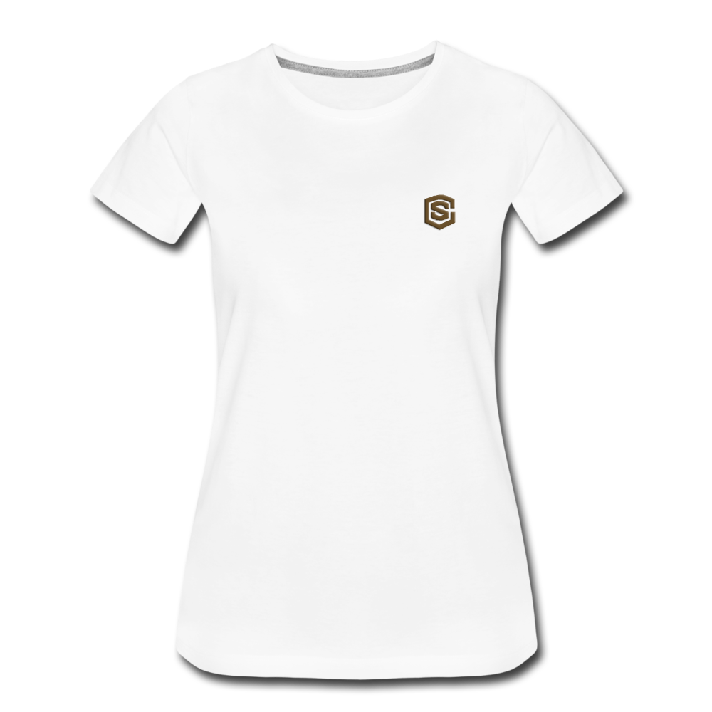Women’s Premium T-Shirt  WITH BROWN  LOGO - white