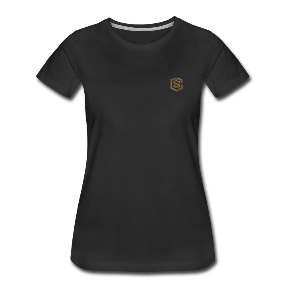 Women’s Premium T-Shirt  WITH BROWN  LOGO - black