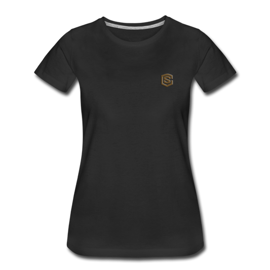 Women’s Premium T-Shirt  WITH BROWN  LOGO - black