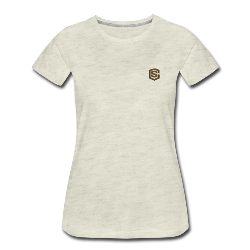 Women’s Premium T-Shirt  WITH BROWN  LOGO - heather oatmeal