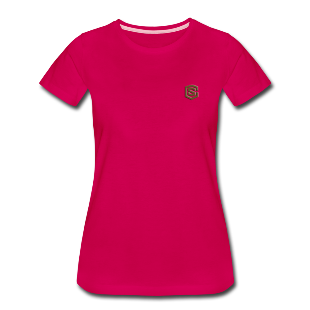 Women’s Premium T-Shirt  WITH BROWN  LOGO - dark pink