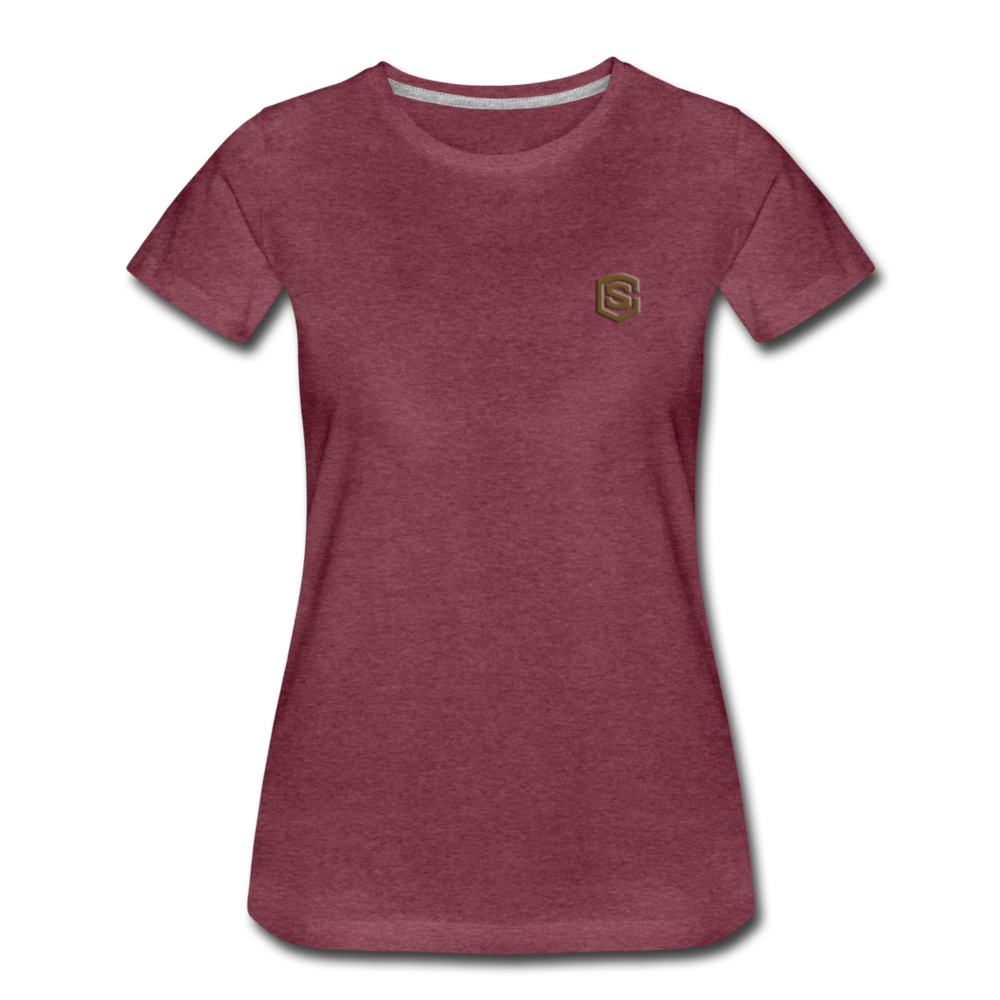 Women’s Premium T-Shirt  WITH BROWN  LOGO - heather burgundy