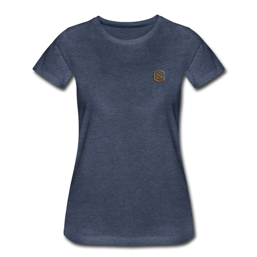Women’s Premium T-Shirt  WITH BROWN  LOGO - heather blue