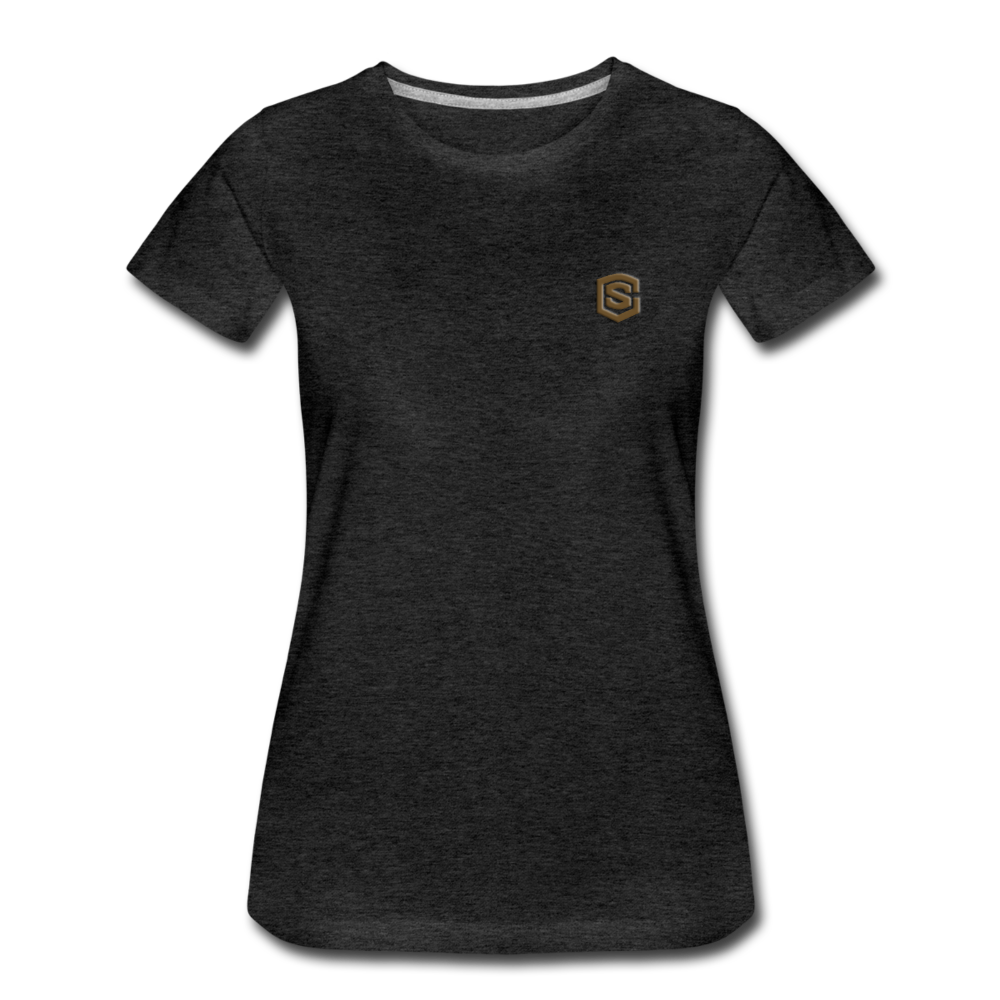 Women’s Premium T-Shirt  WITH BROWN  LOGO - charcoal gray