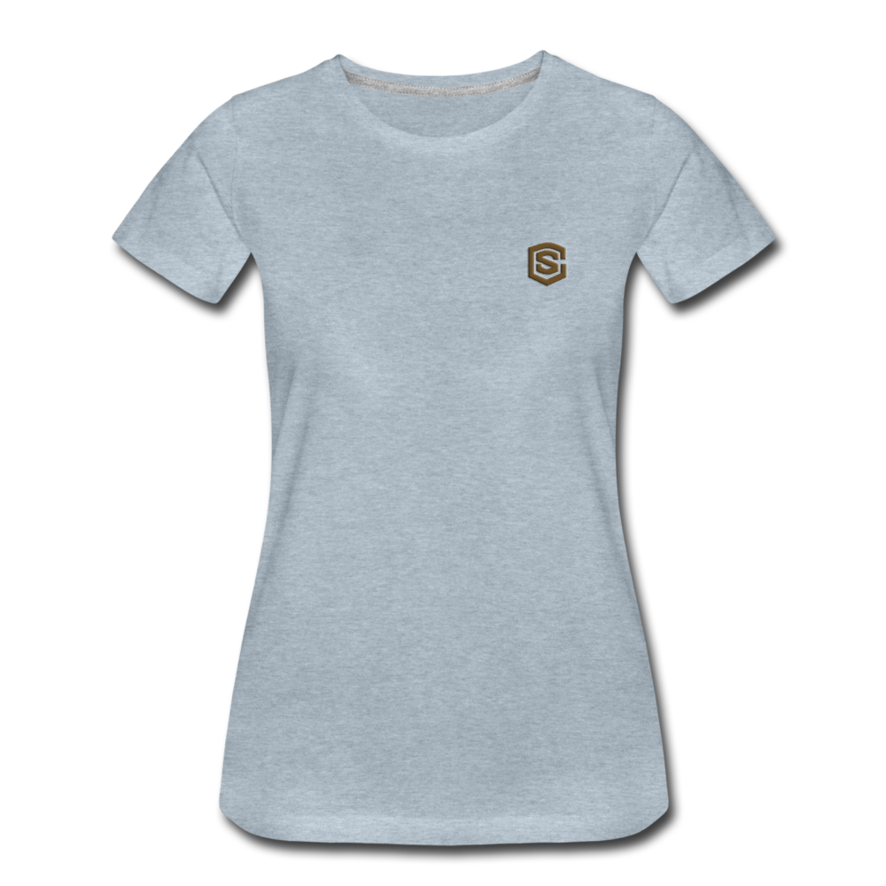 Women’s Premium T-Shirt  WITH BROWN  LOGO - heather ice blue