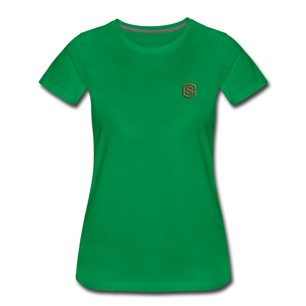 Women’s Premium T-Shirt  WITH BROWN  LOGO - kelly green