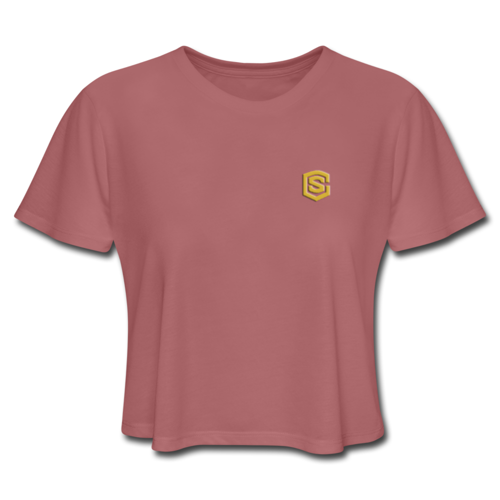 Women's Cropped T-Shirt  WITH GOLD  LOGO - mauve
