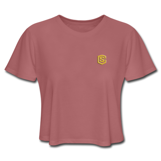 Women's Cropped T-Shirt  WITH GOLD  LOGO - mauve