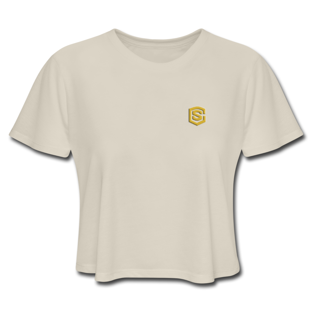 Women's Cropped T-Shirt  WITH GOLD  LOGO - dust