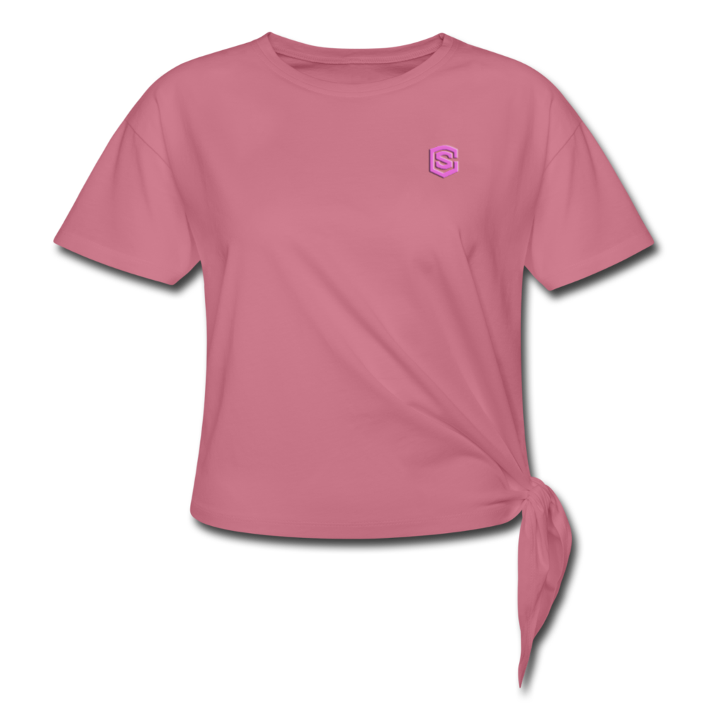 Women's Knotted T-Shirt WITH PINK LOGO - mauve