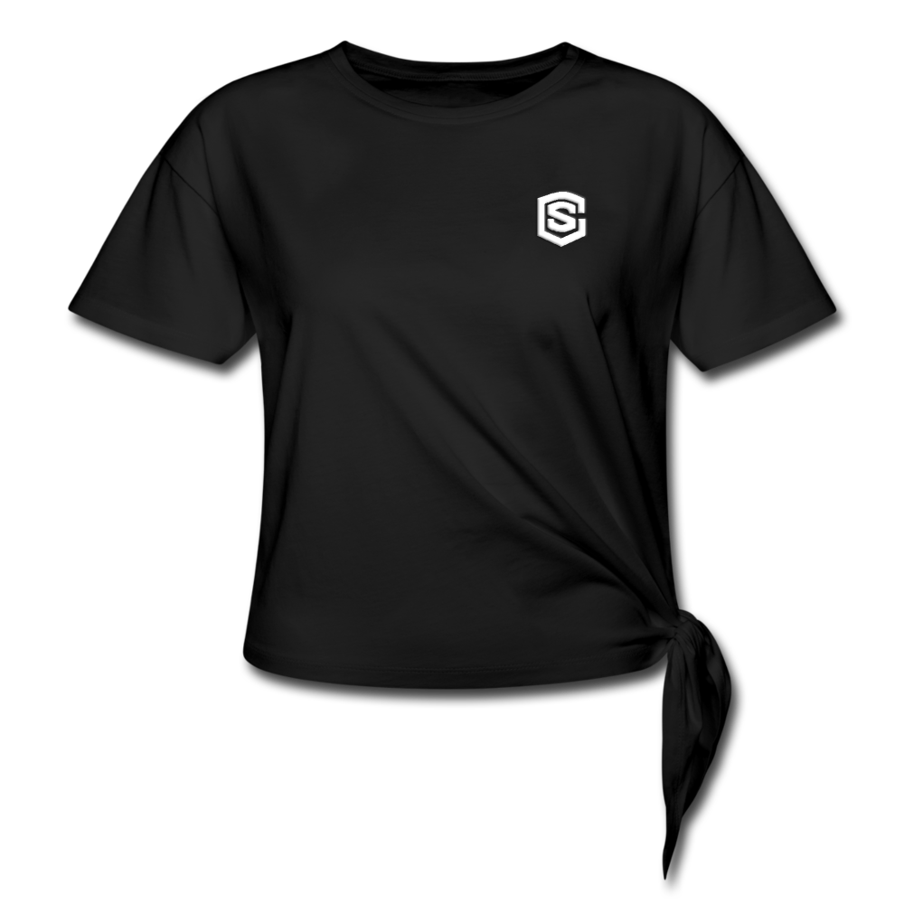 Women's Knotted T-Shirt   WITH WHITE LOGO - black