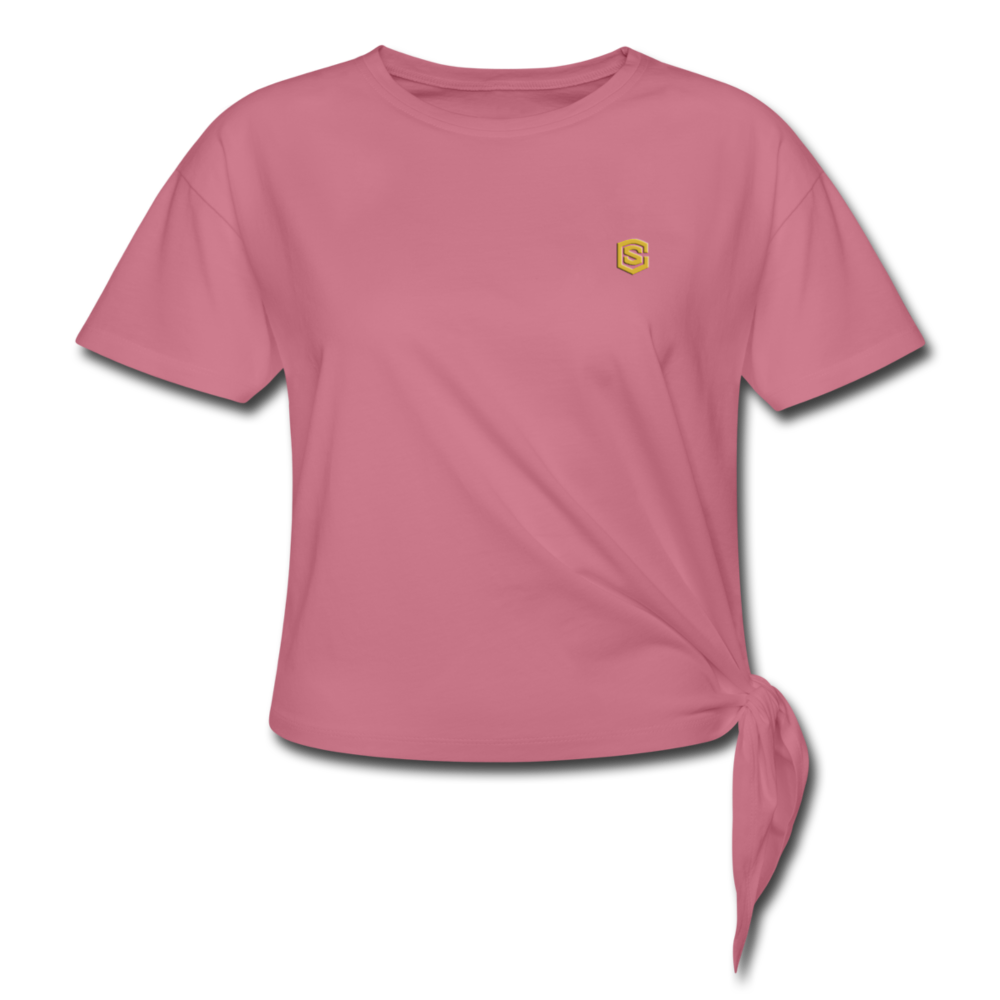 Women's Knotted T-Shirt WITH GOLD LOGO - mauve
