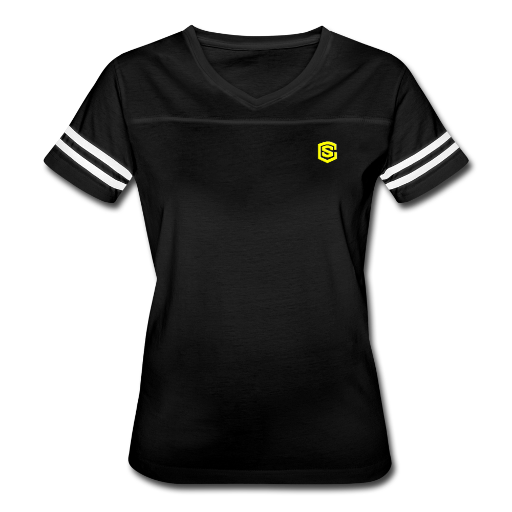 Women’s Vintage Sport T-Shirt   WITH YELLOW LOGO - black/white