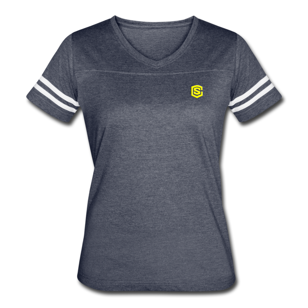 Women’s Vintage Sport T-Shirt   WITH YELLOW LOGO - vintage navy/white