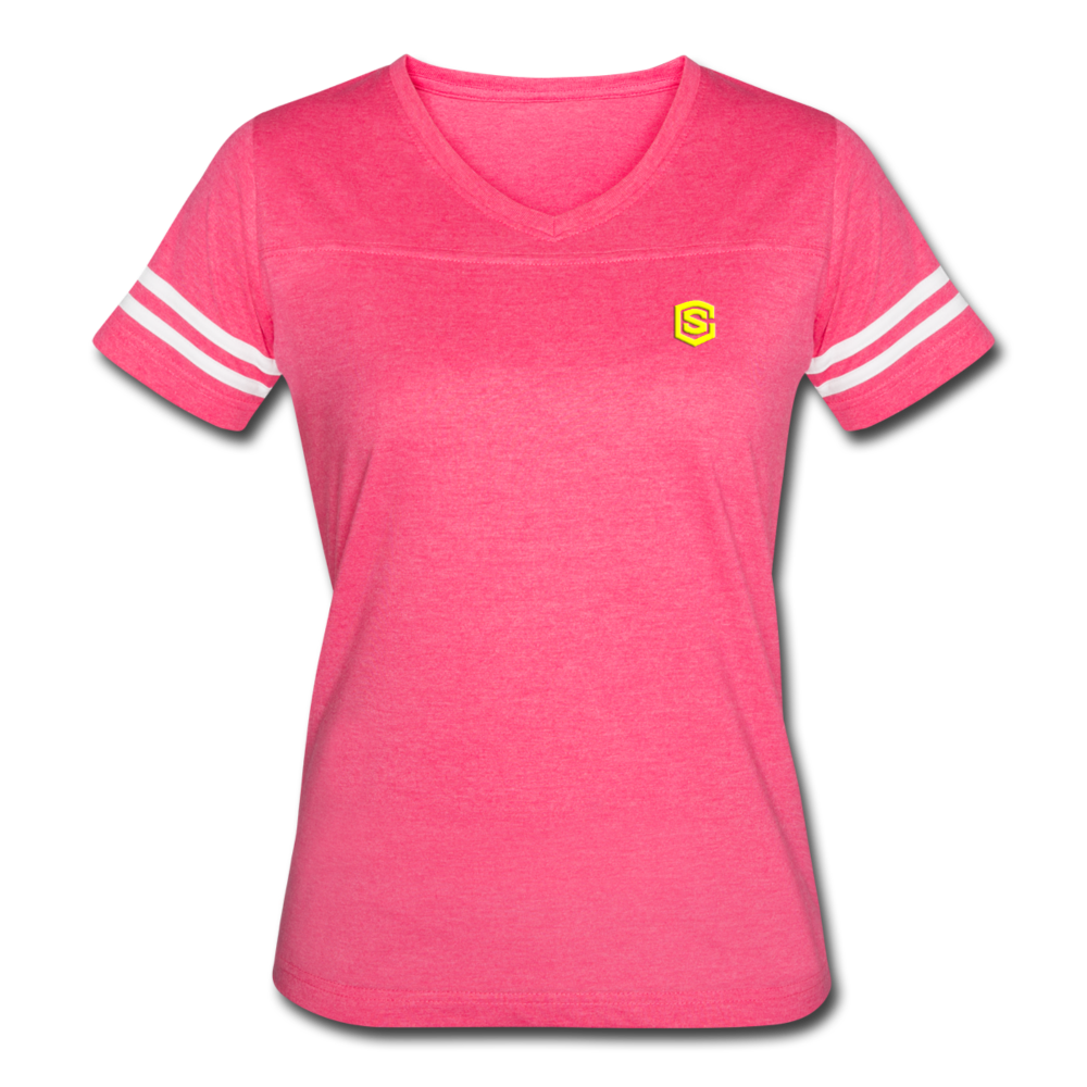Women’s Vintage Sport T-Shirt   WITH YELLOW LOGO - vintage pink/white