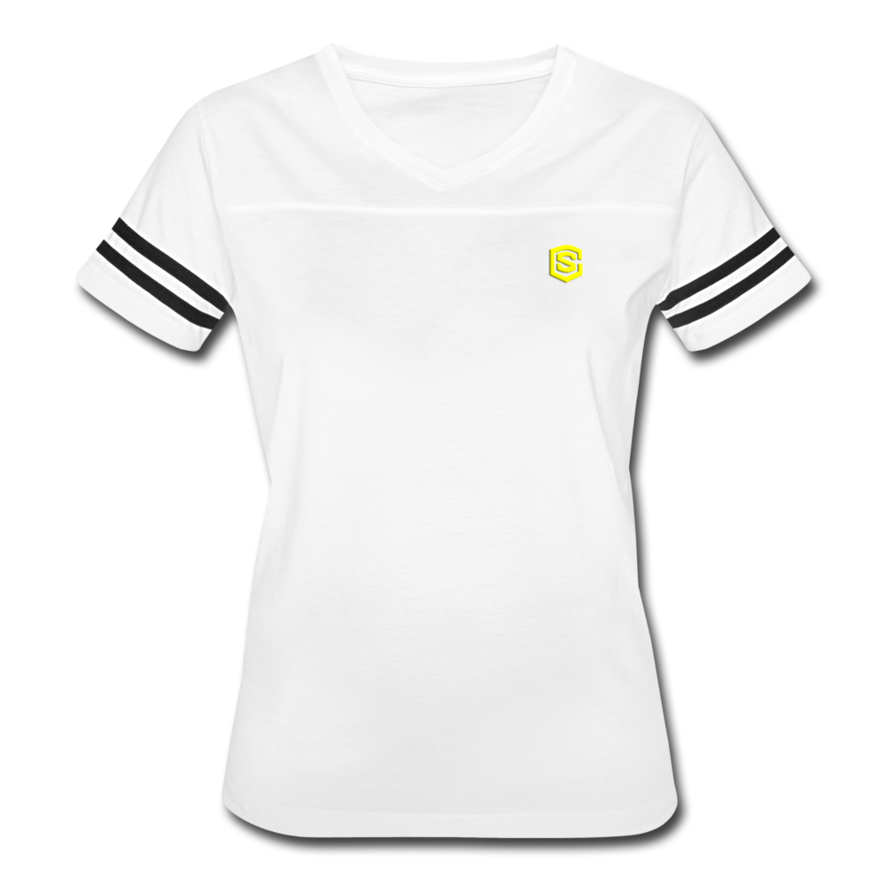Women’s Vintage Sport T-Shirt   WITH YELLOW LOGO - white/black