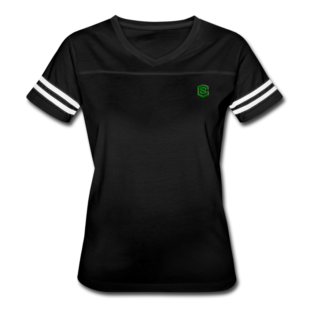 Women’s Vintage Sport T-Shirt   WITH GREEN LOGO - black/white