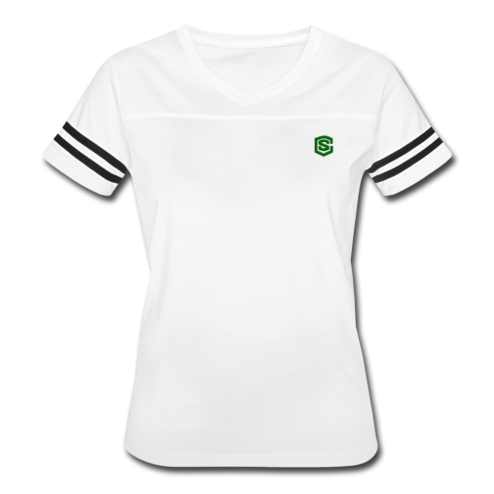 Women’s Vintage Sport T-Shirt   WITH GREEN LOGO - white/black