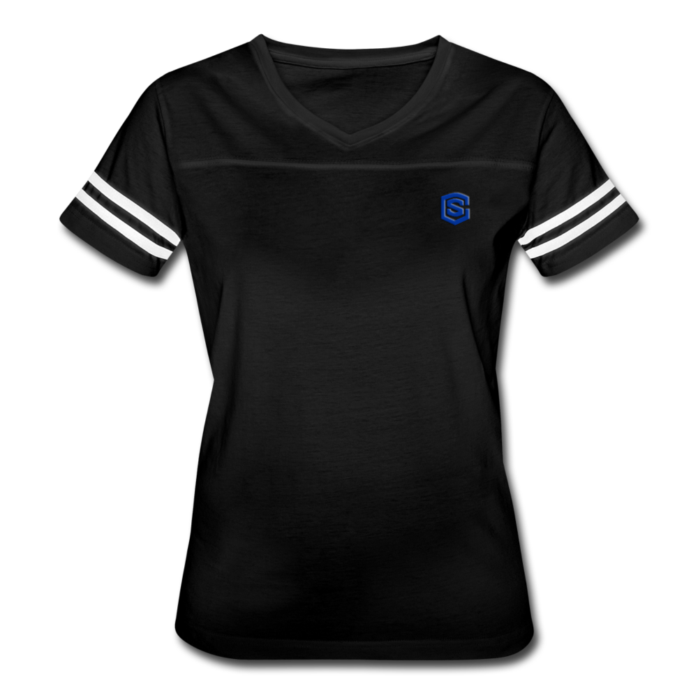 Women’s Vintage Sport T-Shirt WITH BLUE LOGO - black/white