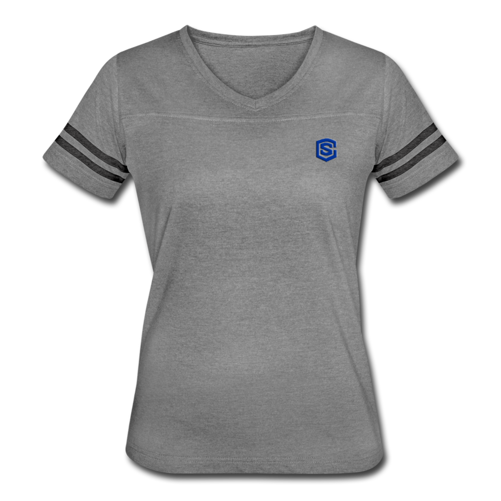 Women’s Vintage Sport T-Shirt WITH BLUE LOGO - heather gray/charcoal