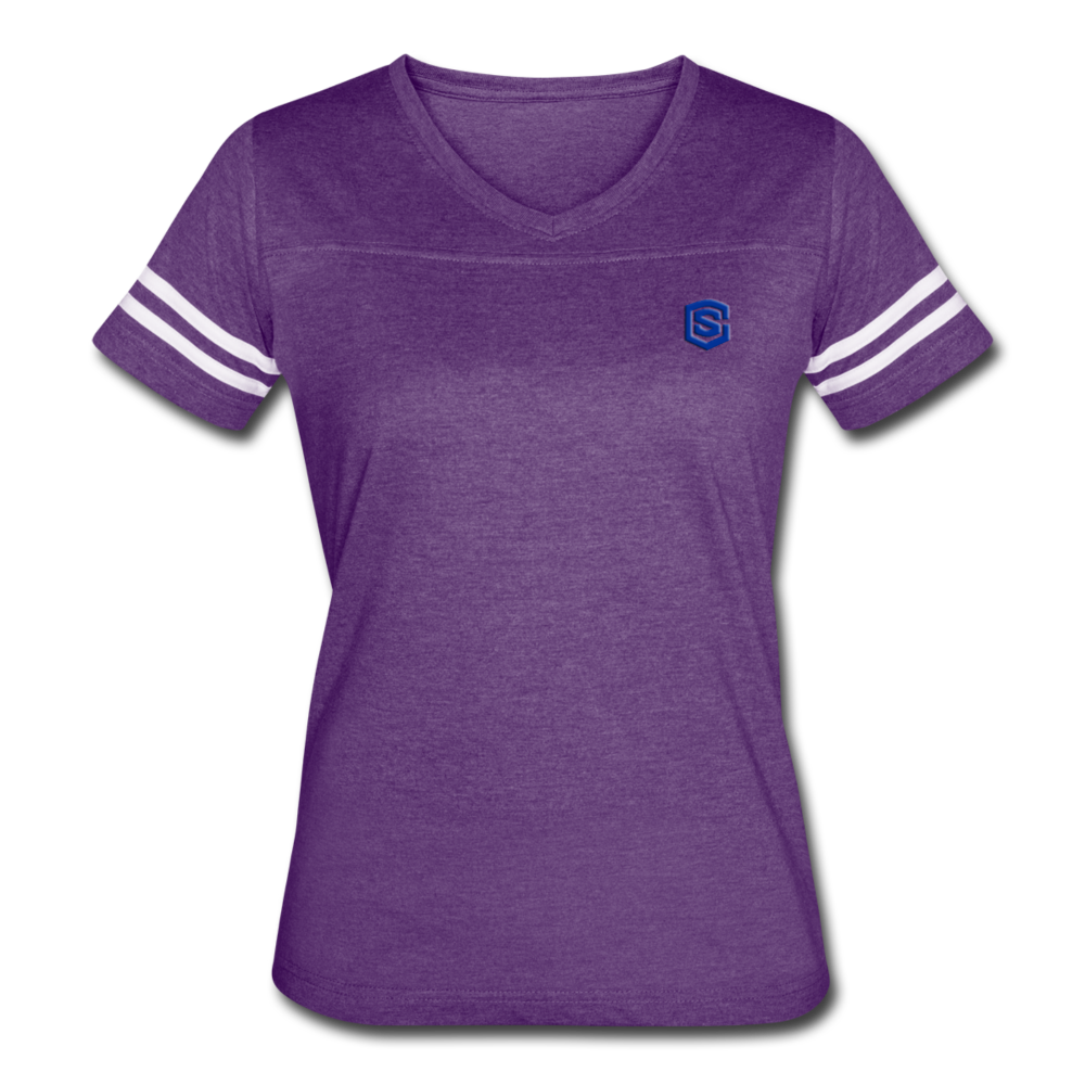 Women’s Vintage Sport T-Shirt WITH BLUE LOGO - vintage purple/white