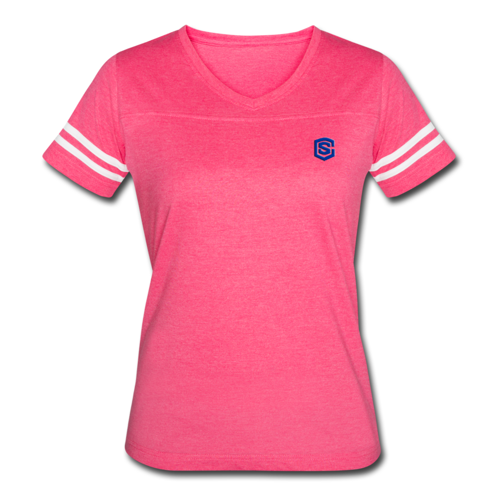 Women’s Vintage Sport T-Shirt WITH BLUE LOGO - vintage pink/white