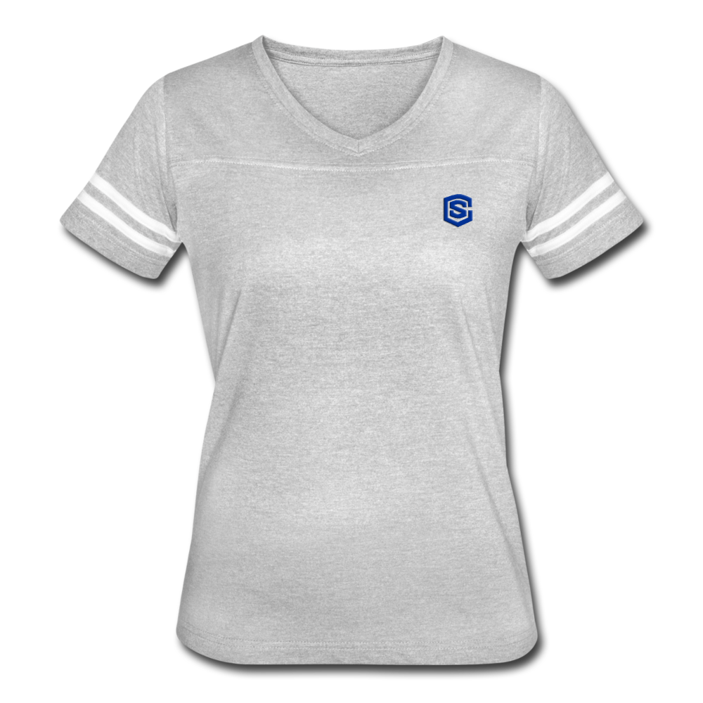 Women’s Vintage Sport T-Shirt WITH BLUE LOGO - heather gray/white