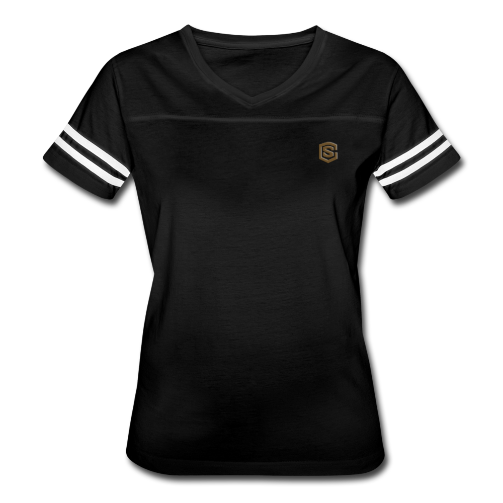 Women’s Vintage Sport T-Shirt   WITH BROWN LOGO - black/white