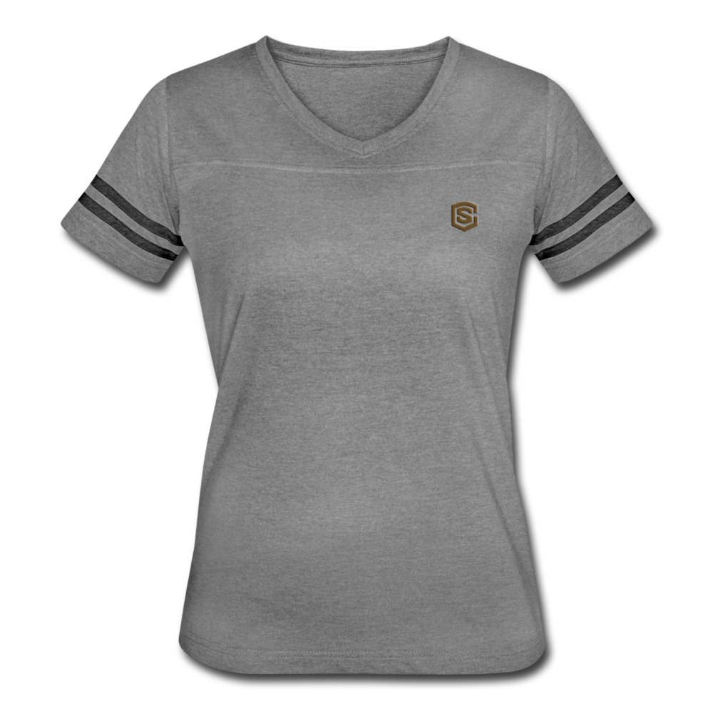 Women’s Vintage Sport T-Shirt   WITH BROWN LOGO - heather gray/charcoal
