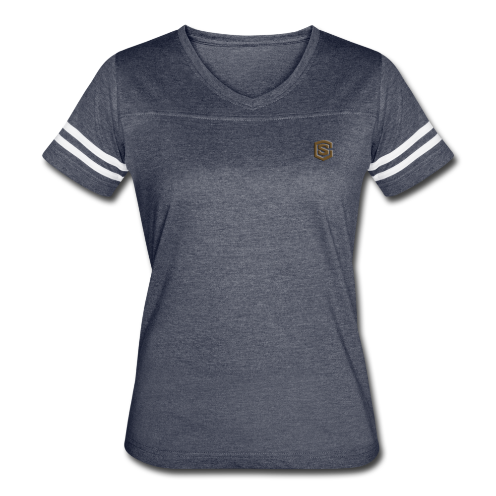 Women’s Vintage Sport T-Shirt   WITH BROWN LOGO - vintage navy/white
