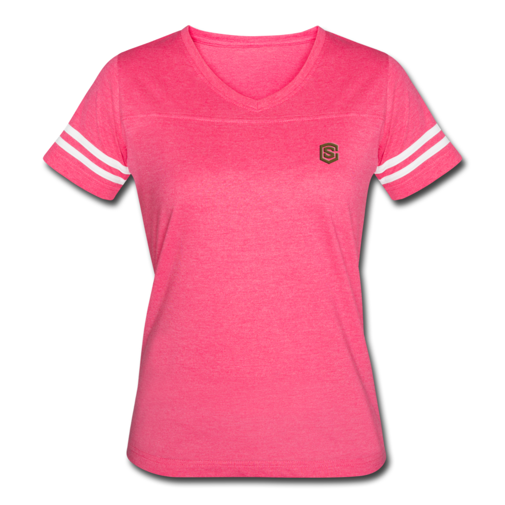 Women’s Vintage Sport T-Shirt   WITH BROWN LOGO - vintage pink/white